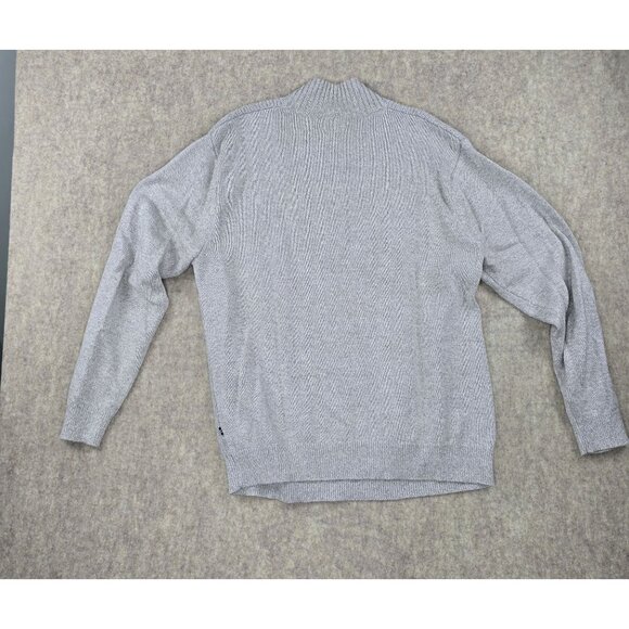Nautica XL Gray Ribbed Cotton Mens Sweater With Button Collar - Picture 2 of 7